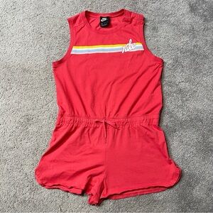 Nike Red Sleeveless Romper with Rainbow Stripe